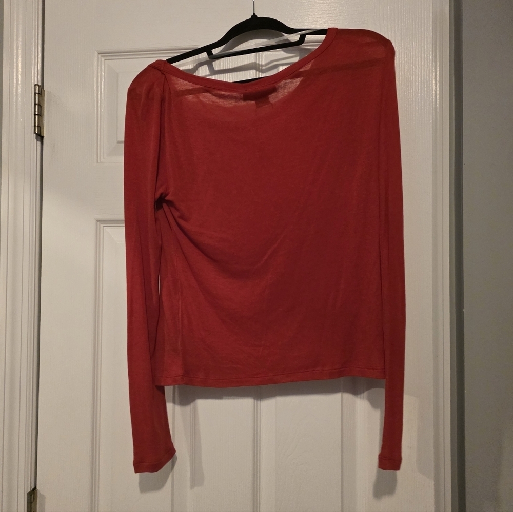 FLASH SALE- NWT-Sanctuary Women's Red Long Sleeve Scoop Neck Top - Picture 7 of 9